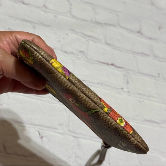 COACH Corner Zip Wristlet In Brown Signature Canvas With Wildflower Print NWT - Picture 6 of 7